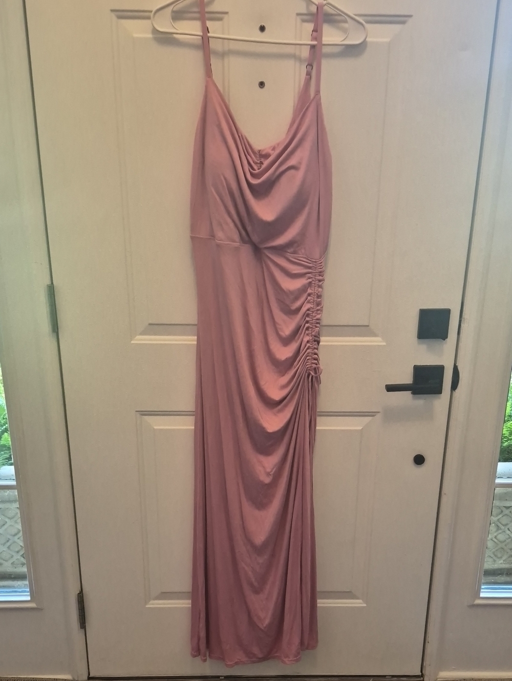 HALARA Dusty Rose Cowl Neck Ruched Maxi Dress